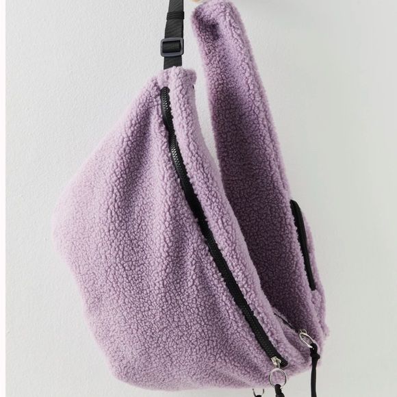 Free People Movement Overachiever Sherpa Sling Bag Steel Lavender - Picture 2 of 5